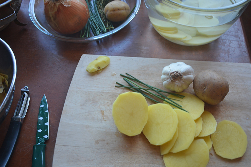 Slice Potatoes thin for scallop potatoes