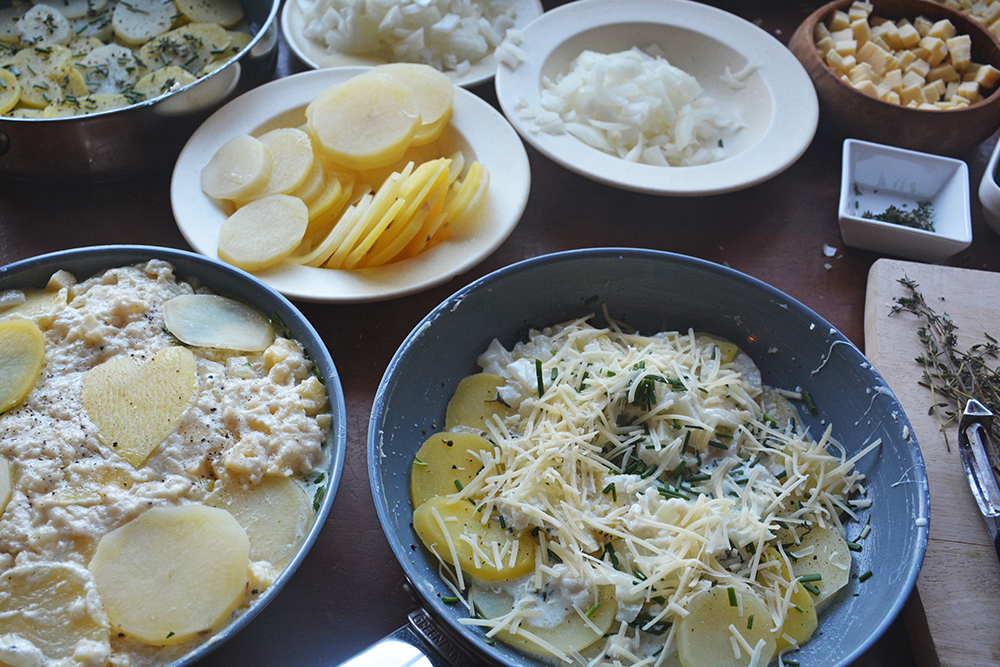 Layering Scallop Potatoes