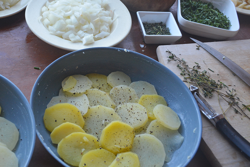 Layering Scallop Potatoes